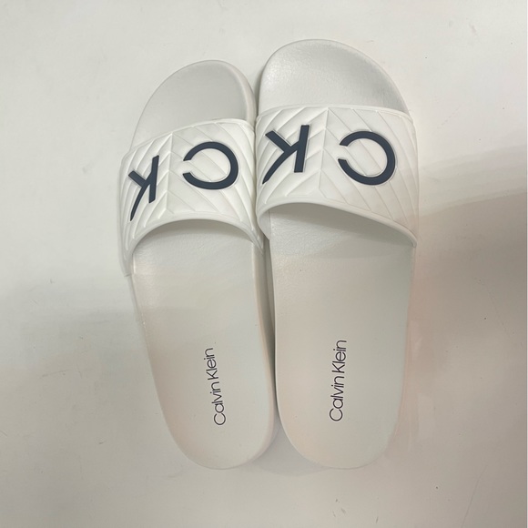 CALVIN KLEIN Anders Pool Slide Sandal In White Color - New In Box - Reemoly - Picture 9 of 11
